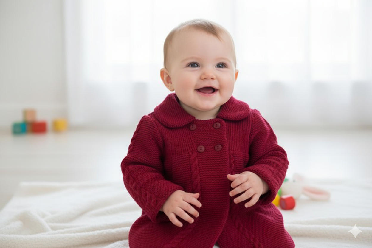 Strickmantel in Rotweinrot