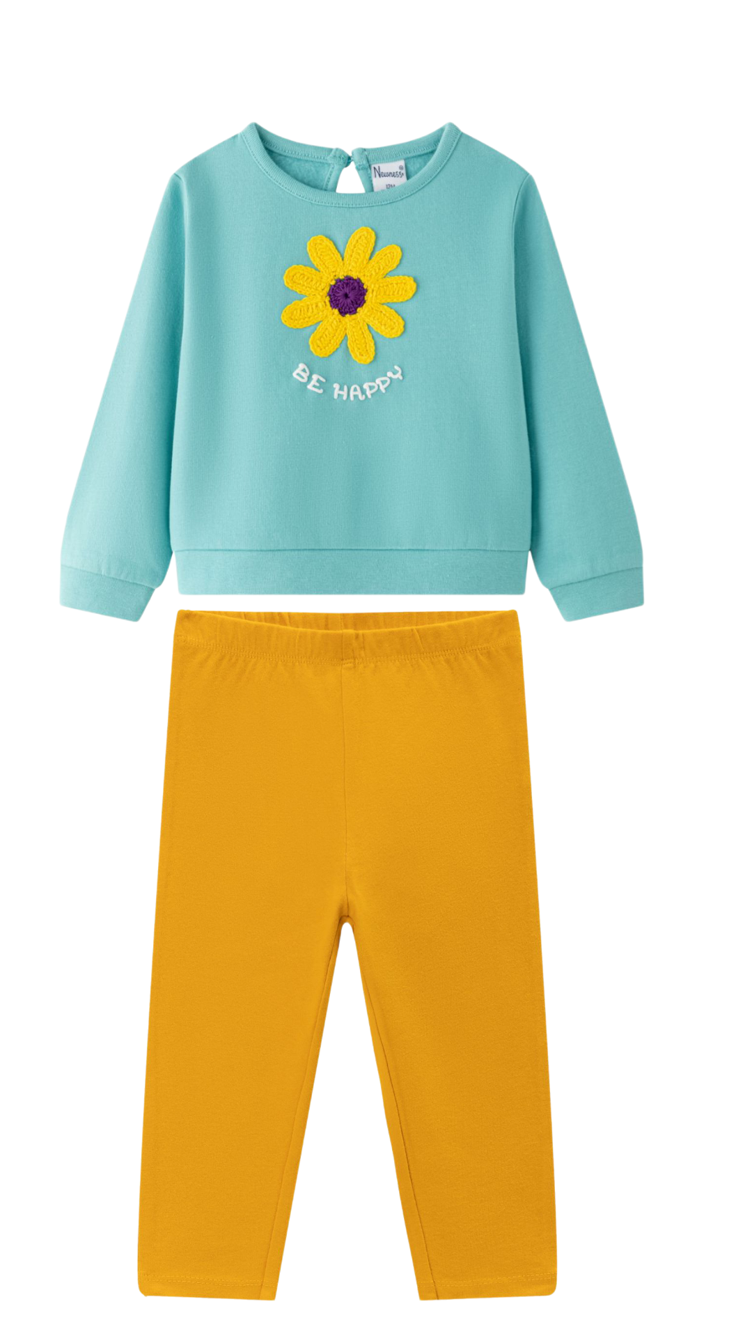 Fleece-Sweatshirt Häkelblume mit leichten gelben Leggings