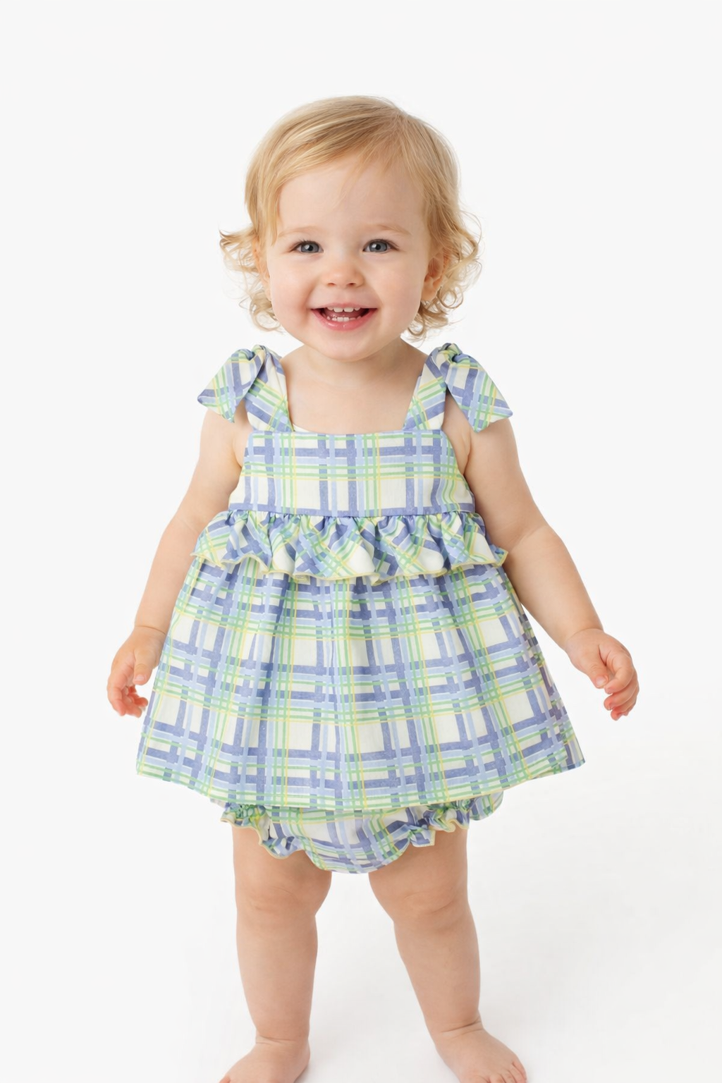 Asymmetrisches Kleid mit Karomuster aus Baumwolle