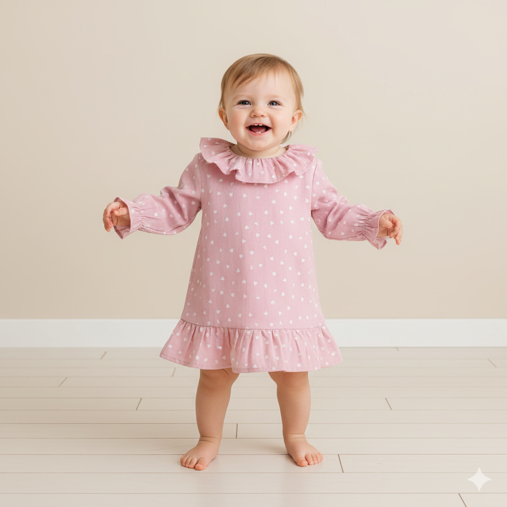 Langärmliges Kleid Herzen