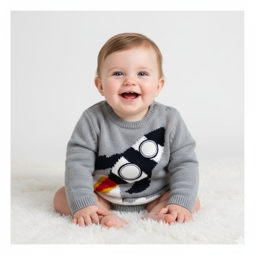 Pullover mit Raketen-Print – Hellgrau