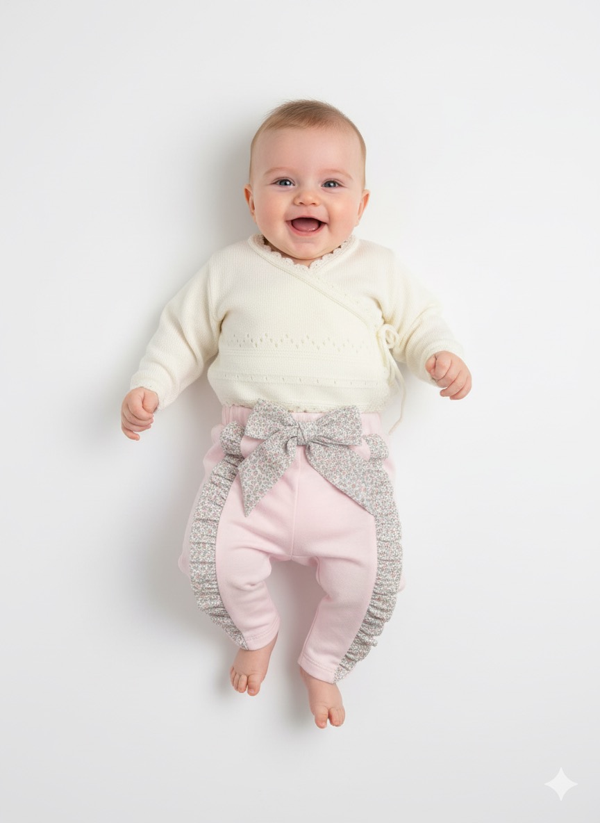 Baby-Mädchenhose mit Schleife – 100 % Baumwolle