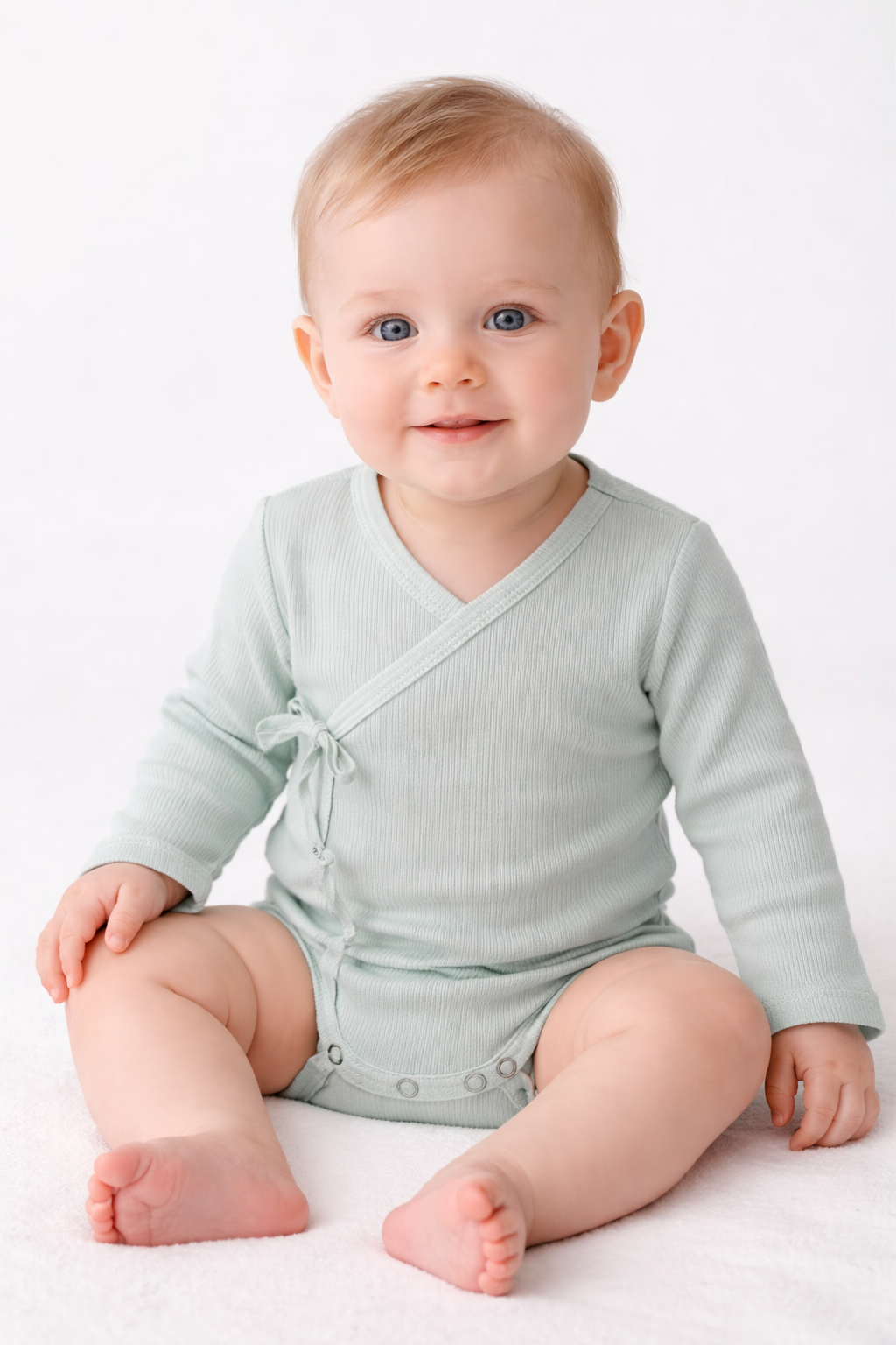 Gekreuzter Babybody in Türkis