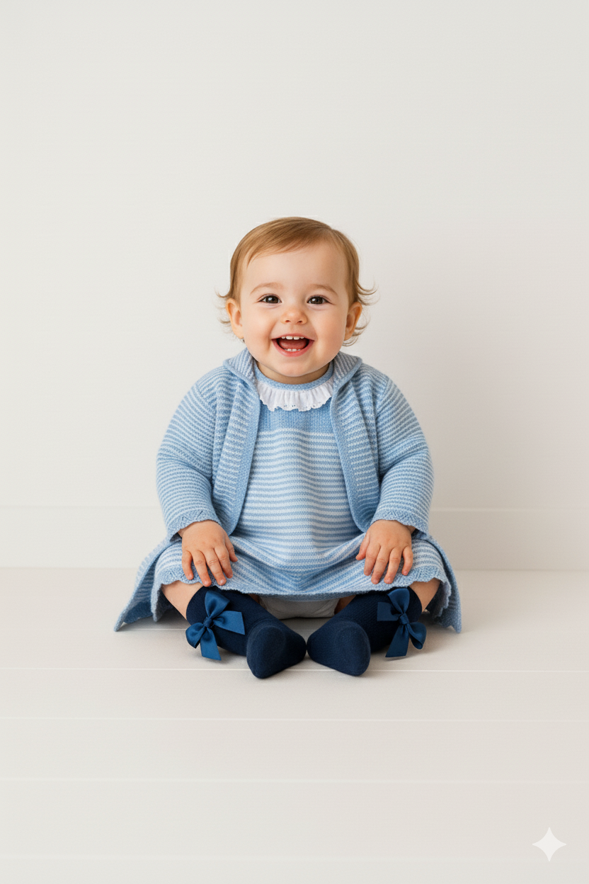 Zweiteiliges Set für Mädchen – Strickjacke & Kleid