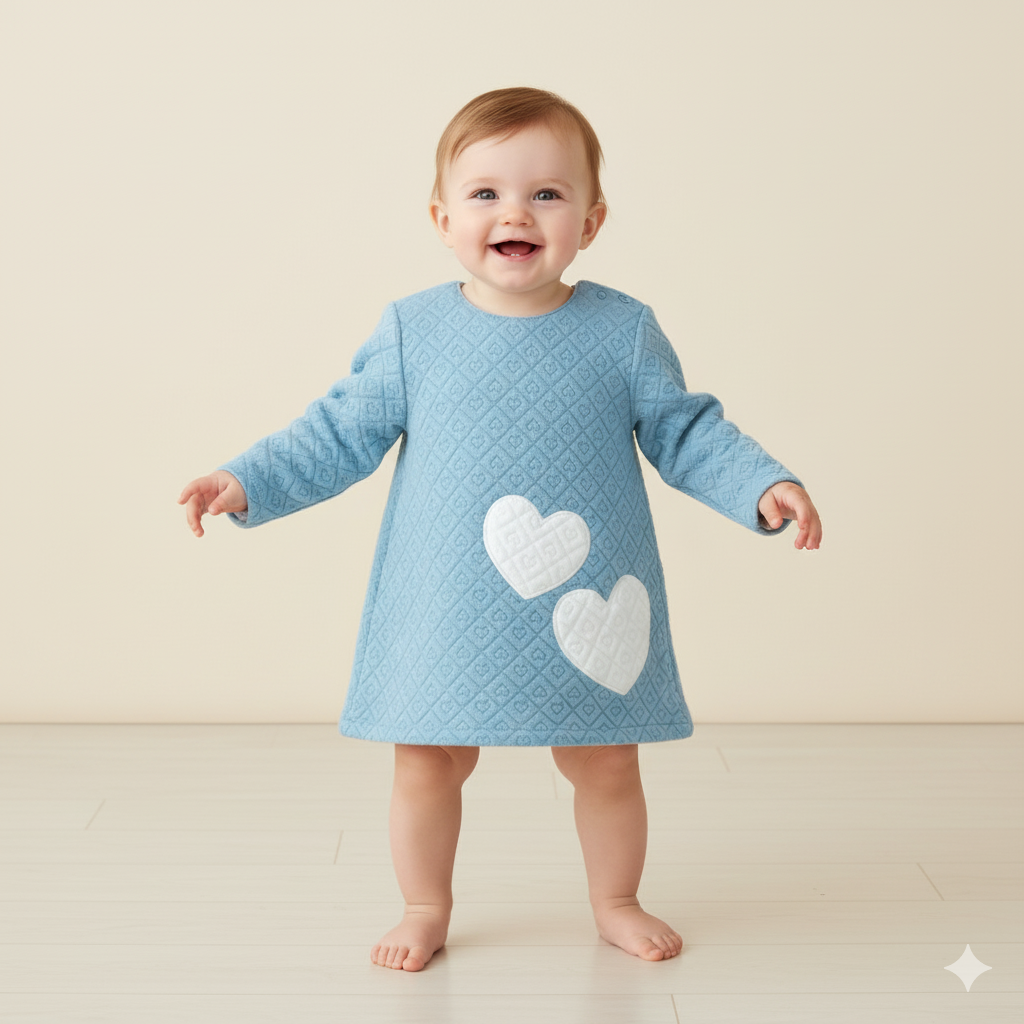 Langärmliges Kleid, Vintage-Kleid, Baumwollkleid