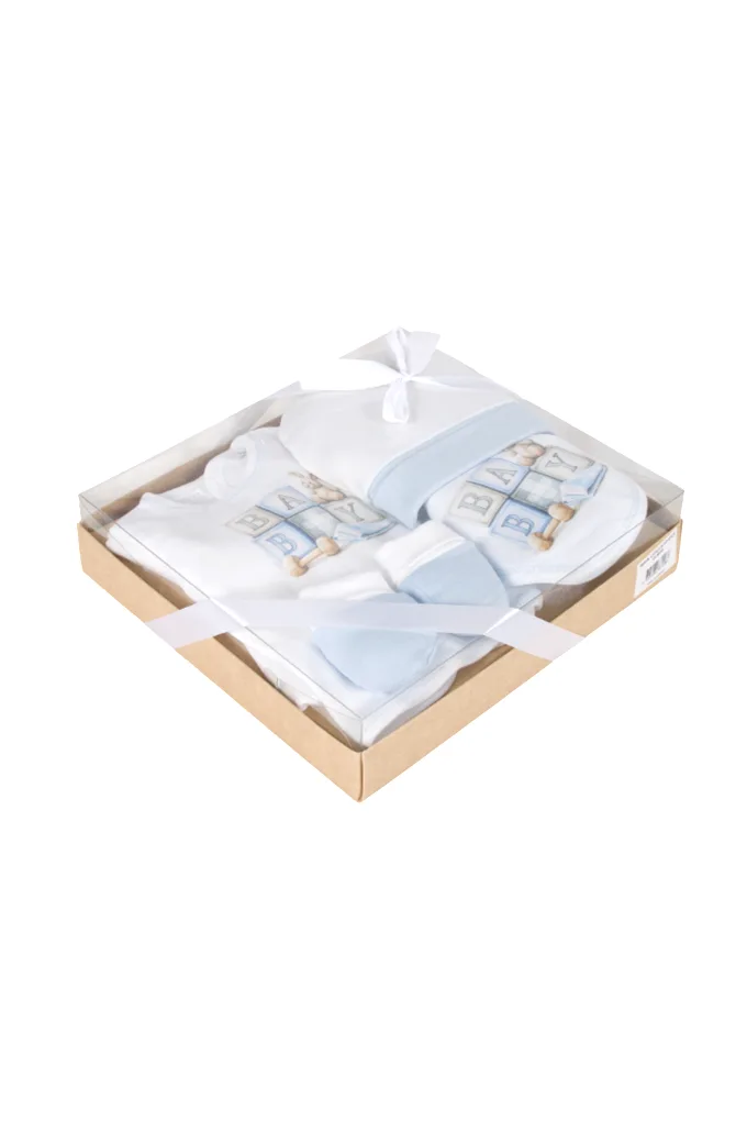 5-teiliges Neugeborenen-Set aus Baumwolle mit Würfelmotiv