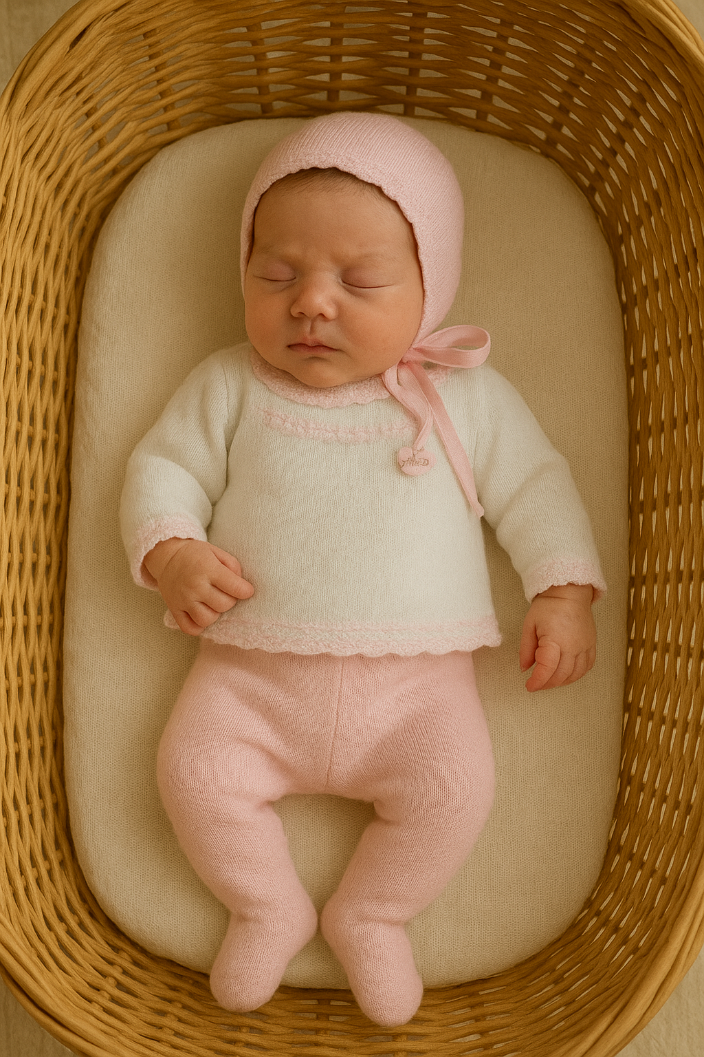 Perfektes Dreiteiliges Set für Neugeborene Mädchen – Weiß/Rosa mit schöner Mütze