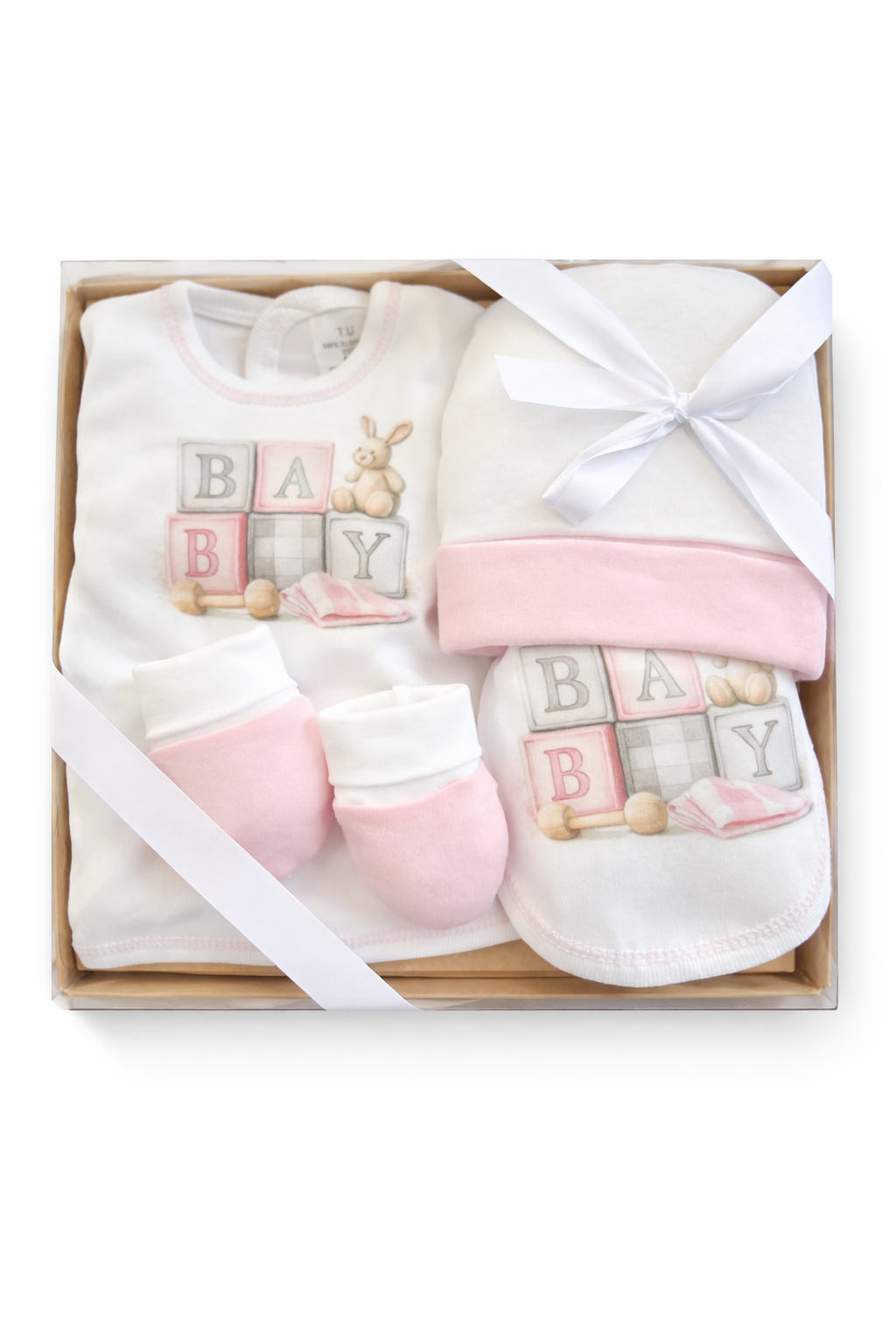 5-teiliges Neugeborenen-Set aus Baumwolle mit Würfelmotiv